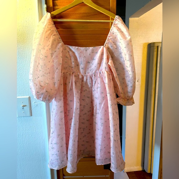 Pink Floral Mini Dress - Picture 1 of 8